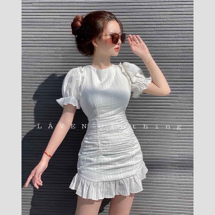 Đầm tay nhún chất đũi cao cấp s27 - Đầm váy nữ shop