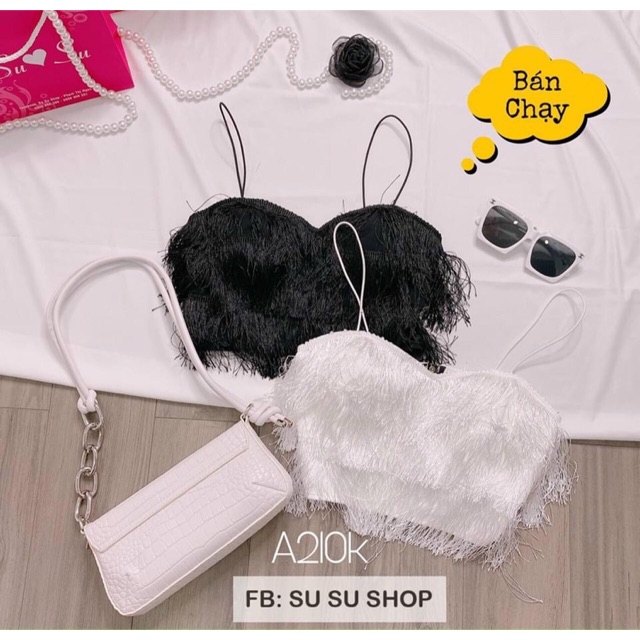 Áo 2 dây croptop tua rua có may kèm mút ngực - Z8U