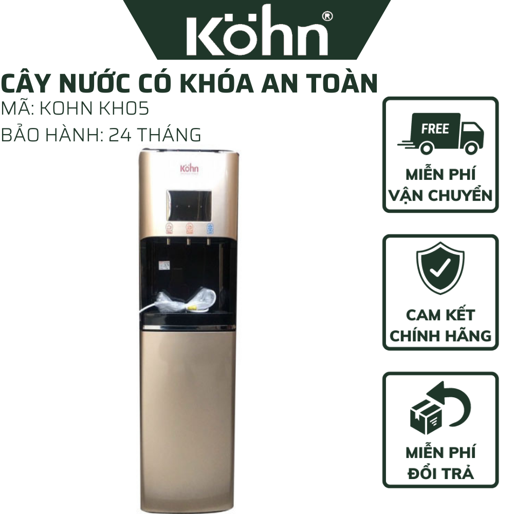 Cây nước nóng lạnh kohn kh05 có khóa trẻ em thông minh - máy lọc nước bình hút - bảo hành block 24 tháng