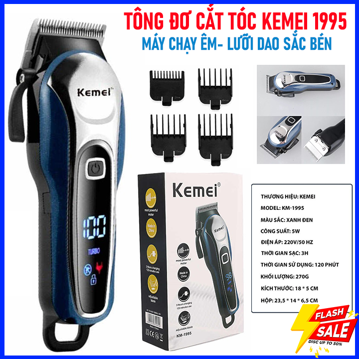 Tông đơ kemei km-1995 , máy cắt tóc gia đình, trẻ em, người lớn, không dây - bảo hành 12 tháng