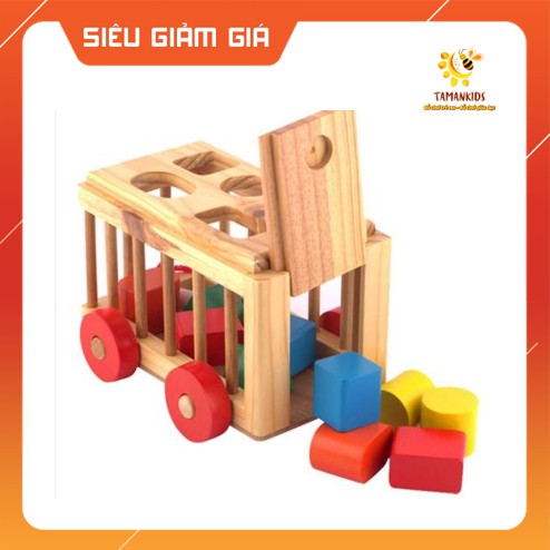 ĐỒ CHƠI THẢ HÌNH BẰNG GỖ TEPPYKIDS- XE KÉO THẢ HÌNH KHỐI BẰNG GỖ NHIỀU MÀU,- HÀNG VIỆT NAM