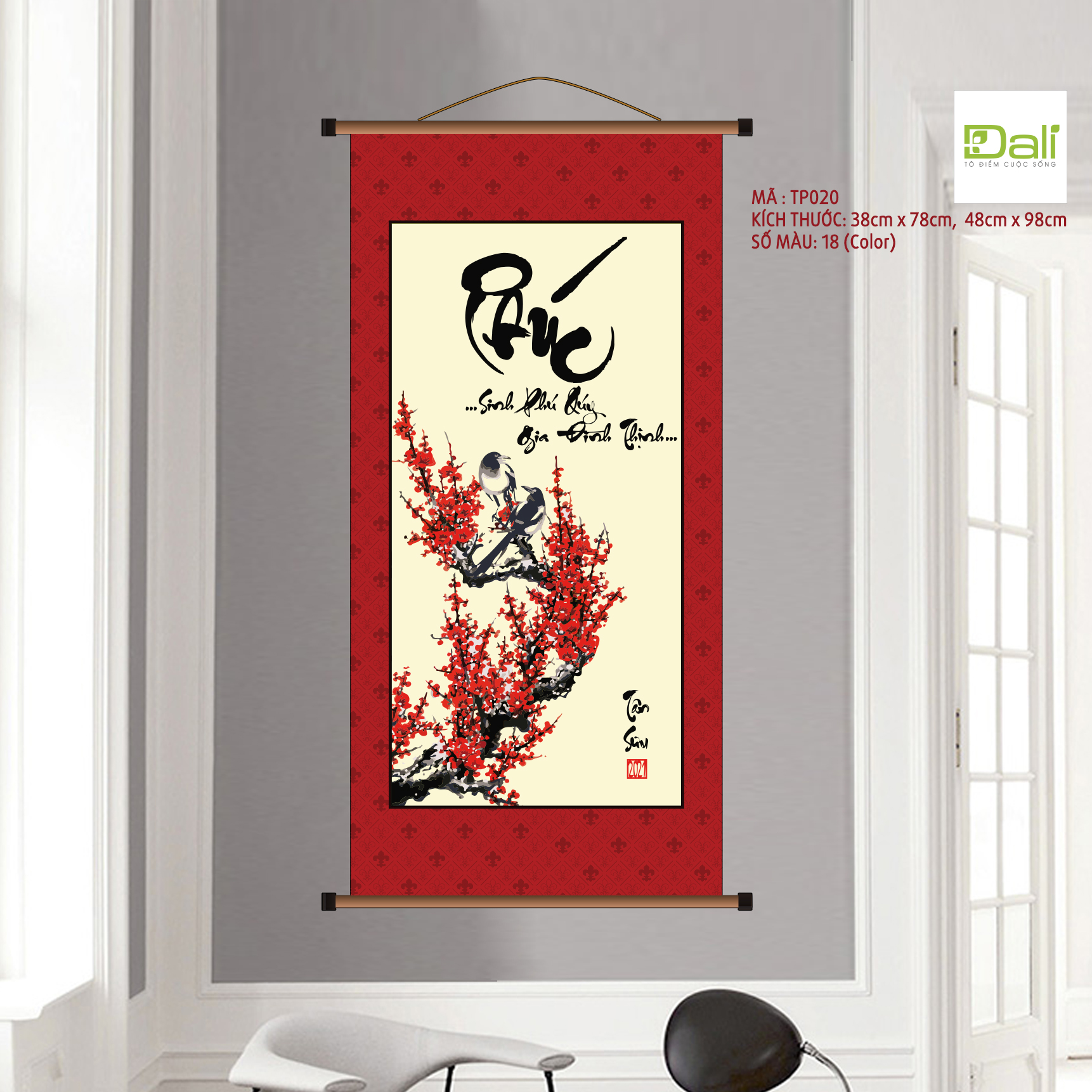 Tranh tô màu theo số Dali Tranh thư pháp Phúc TP020