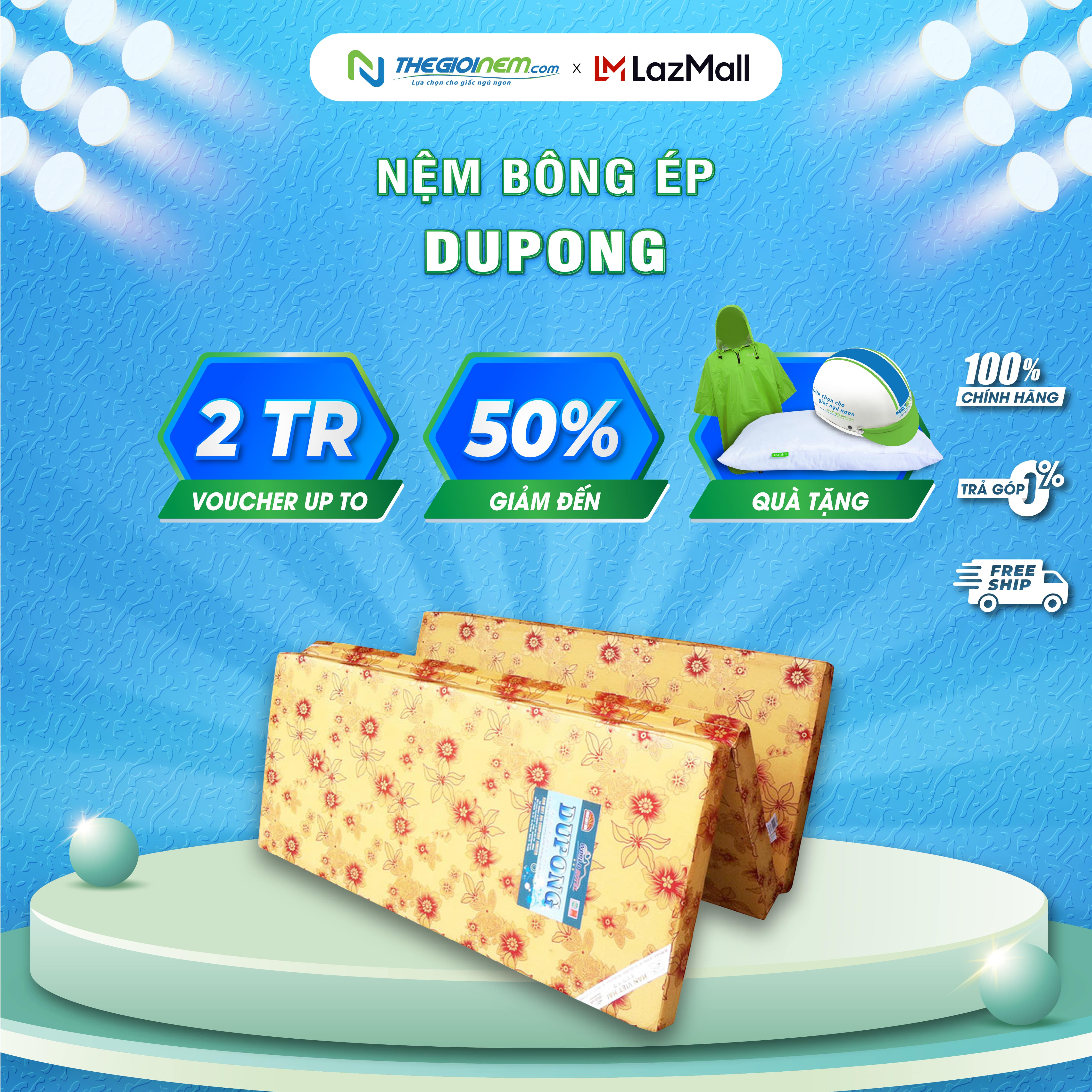 Nệm Bông ép Dupong Polyester  gấp 3 -Bảo hành 5 năm-Màu ngẫu nhiên