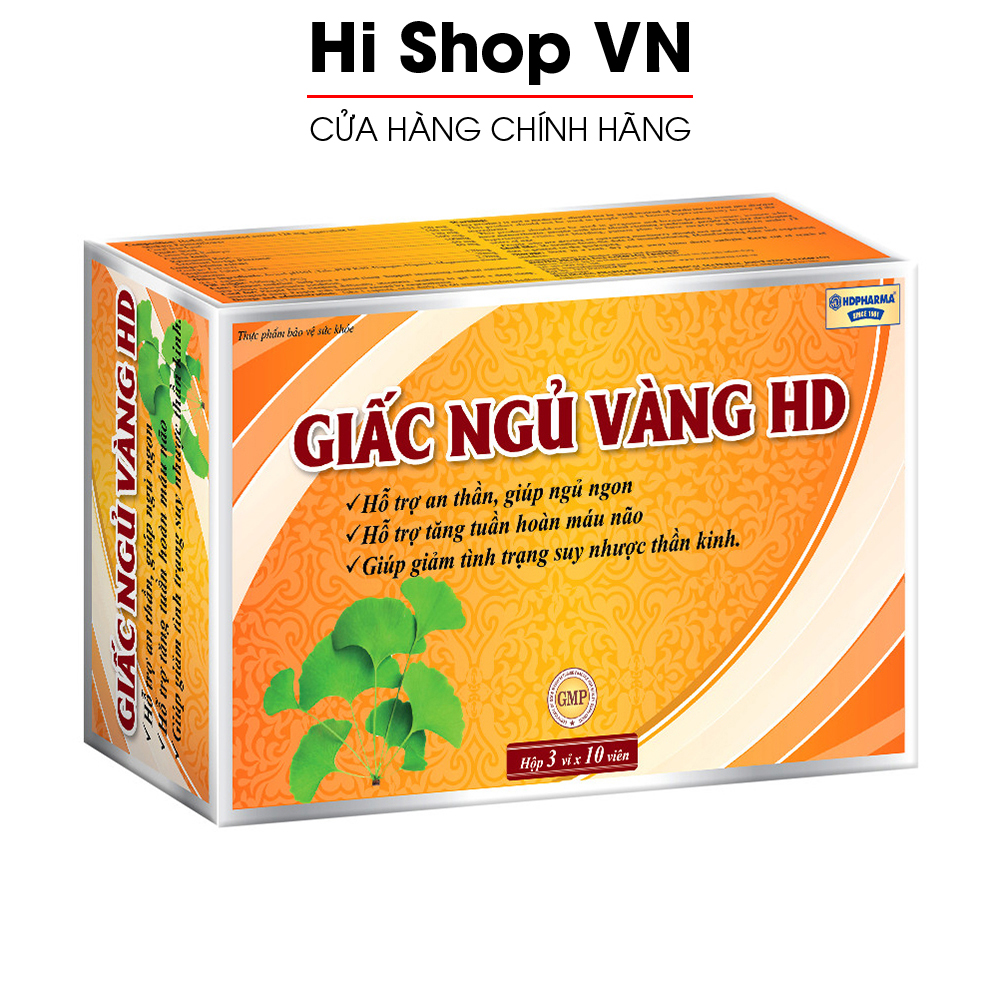 Viên uống ngủ ngon thảo dược Giấc Ngủ Vàng HD dưỡng tâm an thần, giảm stress mất ngủ - Hộp 30 viên