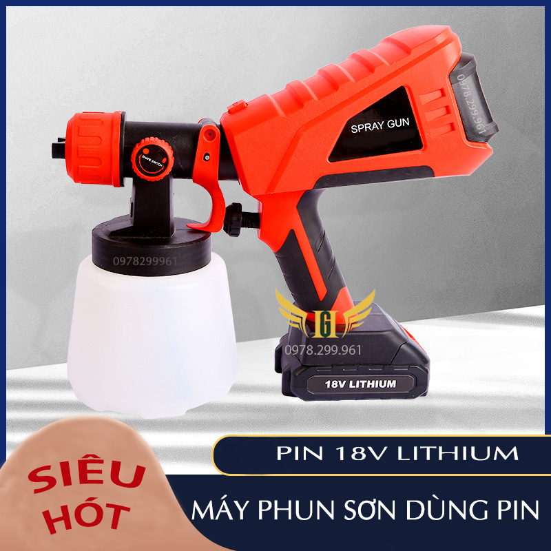 Máy phun sơn cầm tay dùng pin 18v spray jh09, chân pin makita thông dụng