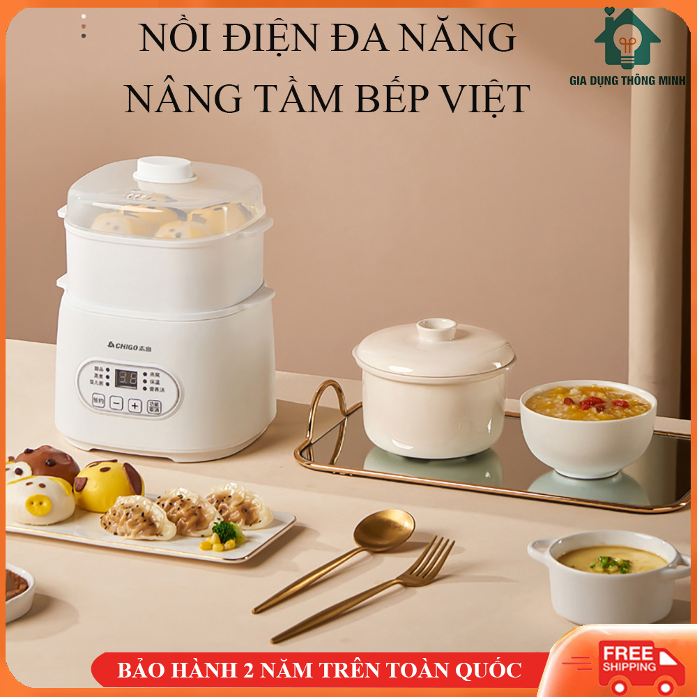 Nồi nấu cháo chậm nồi hấp điện đa năng Chigo 2 ngăn chưng yến hầm ninh xương giữ nguyên chất dinh dưỡng nấu cách thủy chế độ hẹn giờ thông minh tặng kèm thố sứ. Bảo hành 2 năm lỗi đổi mới 7 ngày đầu. Giá 535,000 Đồng*Miễn phí vận chuyển