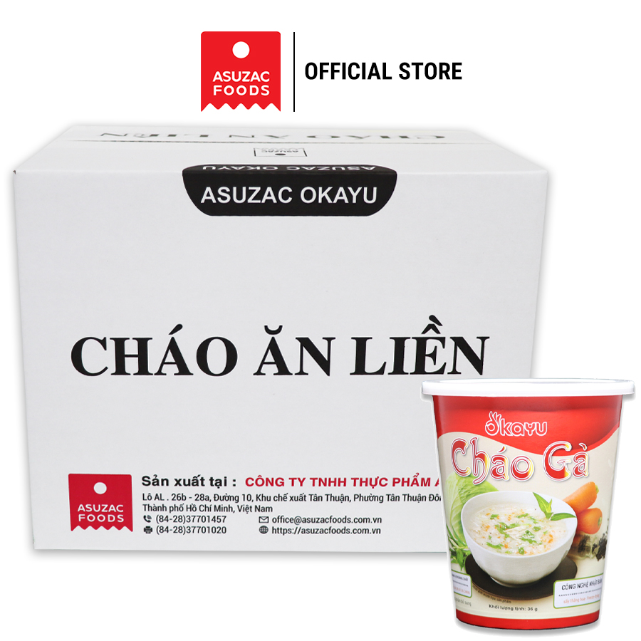 Cháo gà ăn liền Asuzac thùng 12 ly - Thịt gà xé sợi thật 100%