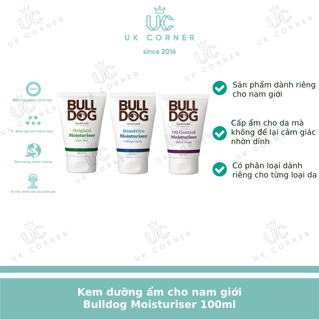 [Bill UK] Kem dưỡng ẩm dành cho nam giới Bulldog Moisturiser 100ml