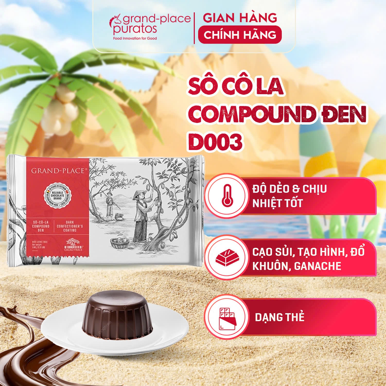 Socola compound đen puratos grand-place vn-1kg - gpd-003.1kg-4116125