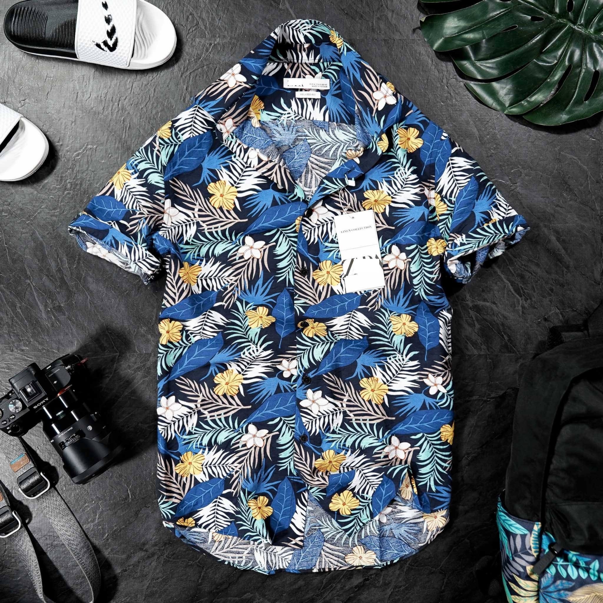 [HCM]Áo sơ mi Hawaii áo trái cây áo đi biển vải kate đũi - ASM25