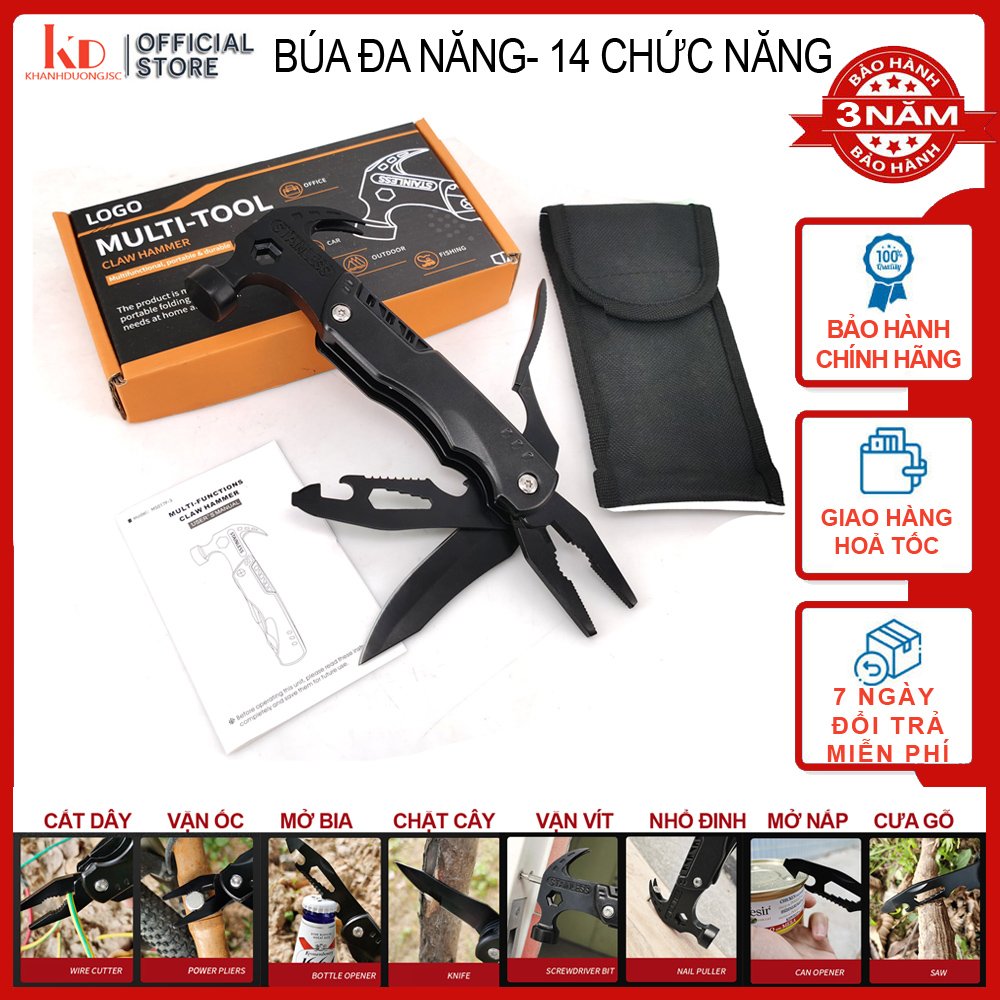 Búa đa năng 14 chức năng , chất liệu thép mạ sơn tĩnh điện bền bỉ, nhỏ gọn dễ dàng di chuyển mang theo đi du lịch