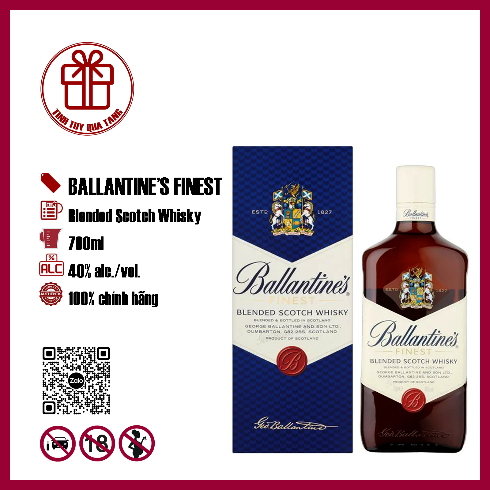 Ballentine's Finest dung tích 700ml nồng độ 40%