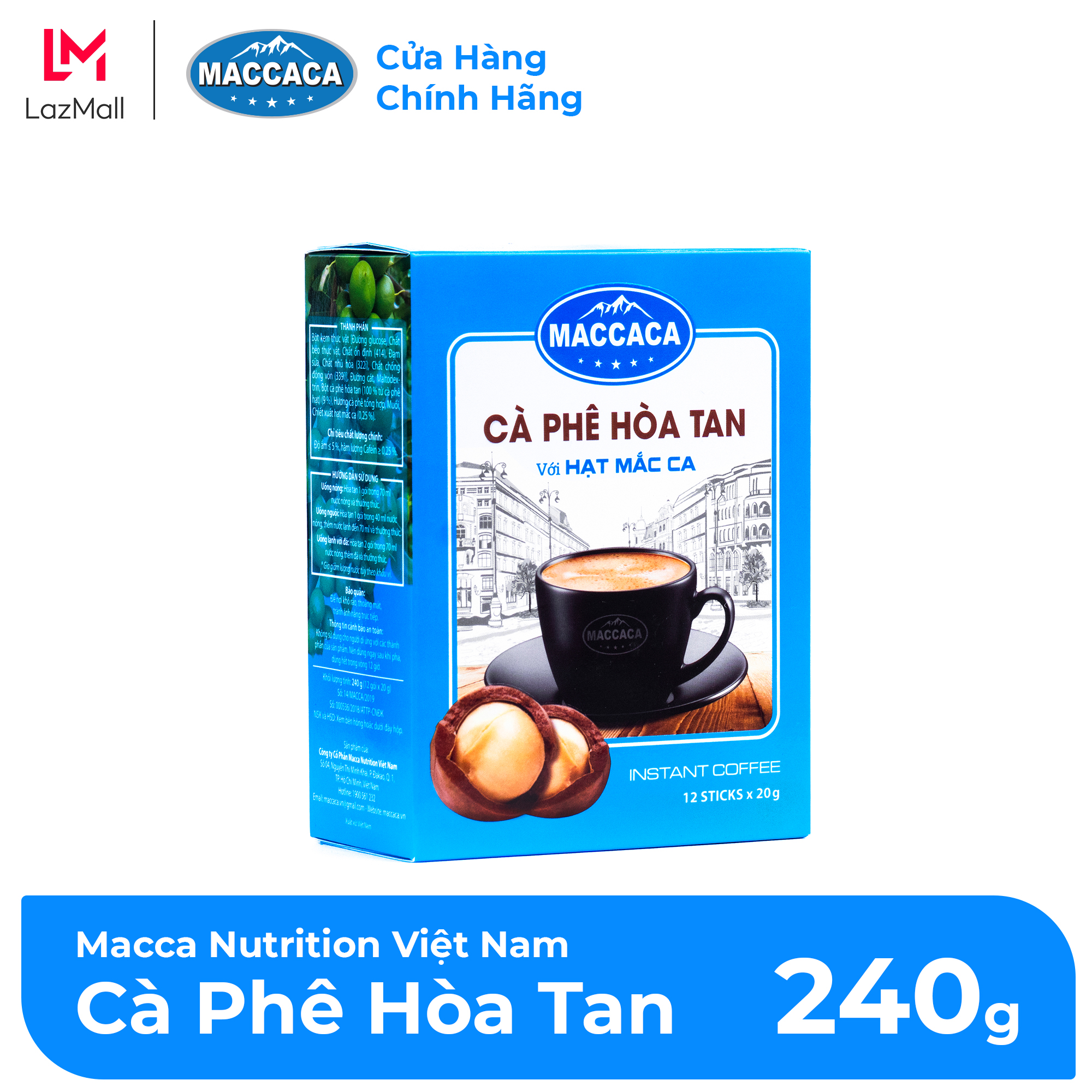 Maccaca - Cà Phê Hòa Tan với hạt Mắc Ca