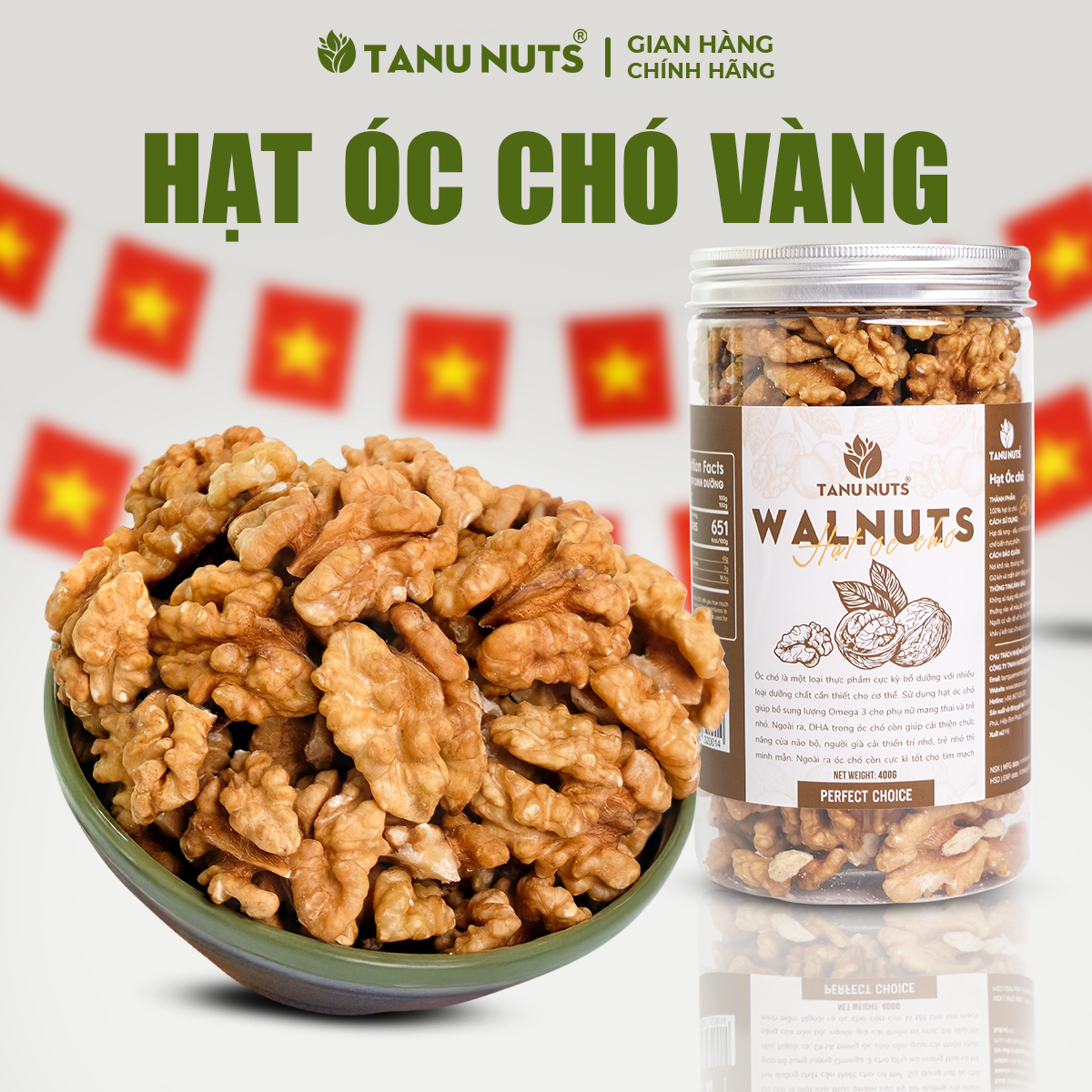 Nhân hạt óc chó vàng TANU NUTS óc chó tách vỏ Chile hạt dinh dưỡng tốt cho bà bầu, bé