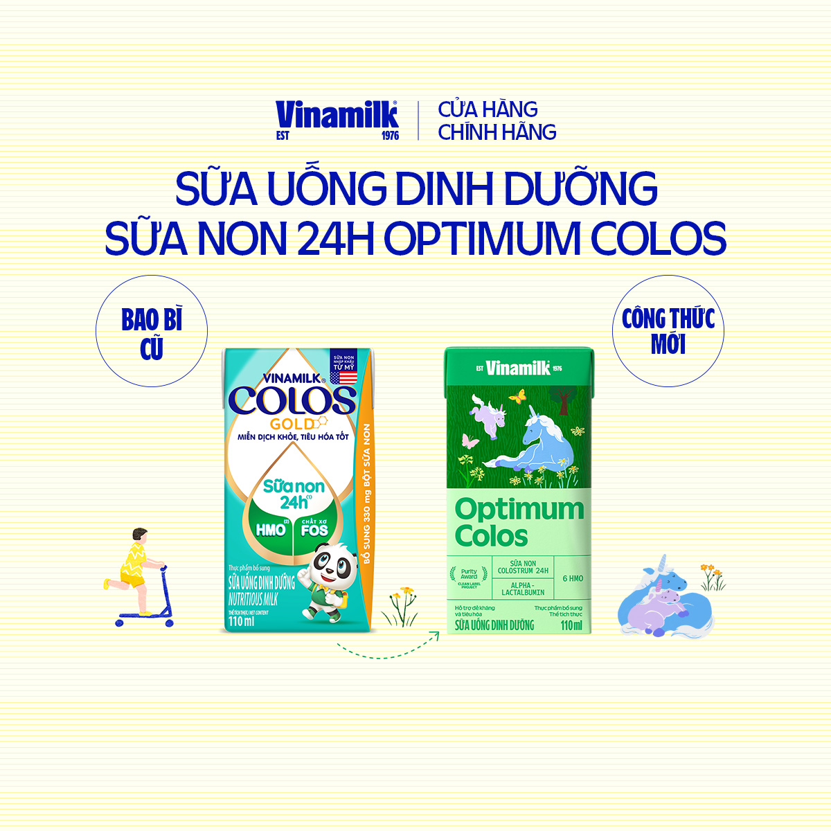 Thùng 48 hộp Sữa non Vinamilk Colos Gold 110ml -Sữa bột pha sẵn, Miễn dịch khỏe, Bé lớn nhanh - Sữa 