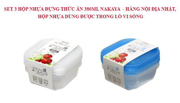 SET 3 HỘP NHỰA ĐỰNG THỨC ĂN 380ML NAKAYA - HÀNG NỘI ĐỊA NHẬT, HỘP NHỰA DÙNG ĐƯỢC TRONG LÒ VI SÓNG