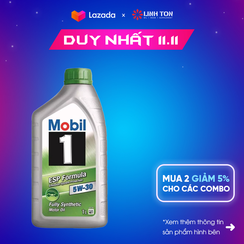 (Hàng Châu Âu loại 1L) Nhớt tổng hợp dành cho xe tay ga và ô tô nhập khẩu Châu Âu MOBIL 1 ESP Formula 5W30 1 lít