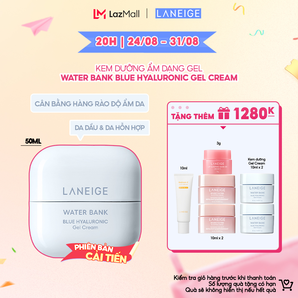 Kem Dưỡng Ẩm Dạng Gel Laneige Water Bank Blue Hyaluronic Gel Cream 50ml (Da Dầu và Da Hỗn Hợp)