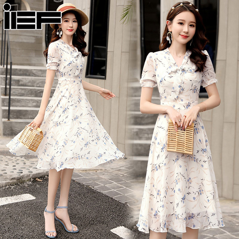 IEF đầm, Váy đi biển cho nữ, váy hoa tay ngắn, váy xinh nhẹ nhàng, đầm nữ đẹp đi chơi, đầm trắng côn