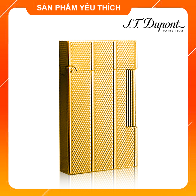 Vỏ Bật Lửa Hộp Quẹt Dupont D94V Họa Tiết Hình Thoi Mini Kẻ Dọc Màu Vàng - Dùng Gas Đá Cao Cấp (KHÔNG XĂNG KHÔNG GAS)
