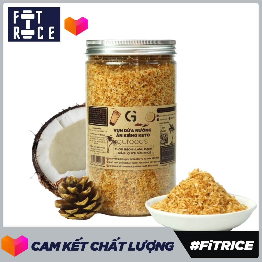 Vụn dừa nướng ăn kiêng keto GUfoods (170g) - Thơm ngon, Không đường, Giàu chất xơ, Phù hợp Eat clean