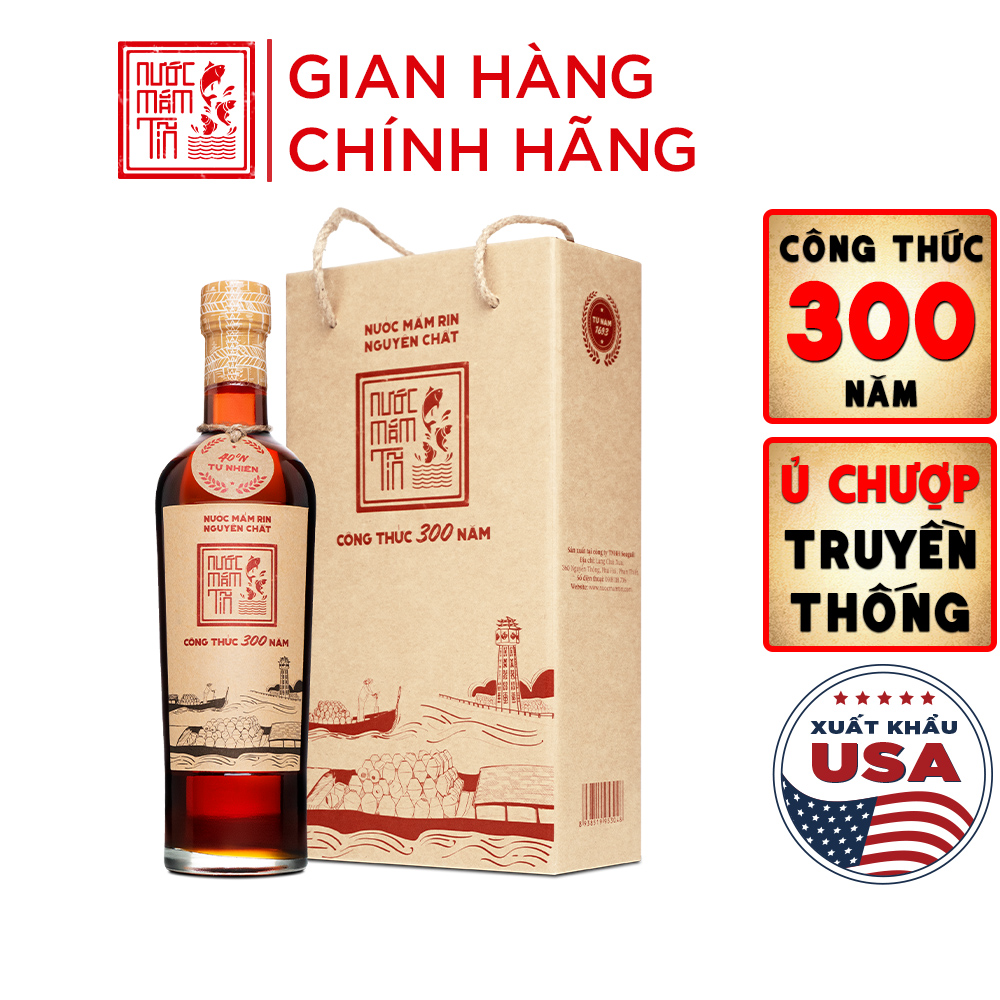 01 Chai Nước mắm Tĩn nhãn đỏ 40N chai thủy tinh 500ml rin nguyên chất truyền thống