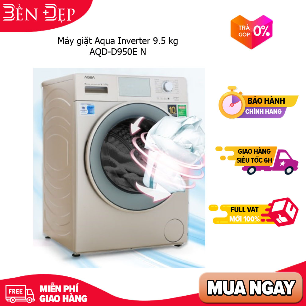 Máy giặt aqua inverter 9.5 kg aqd-d950e n
