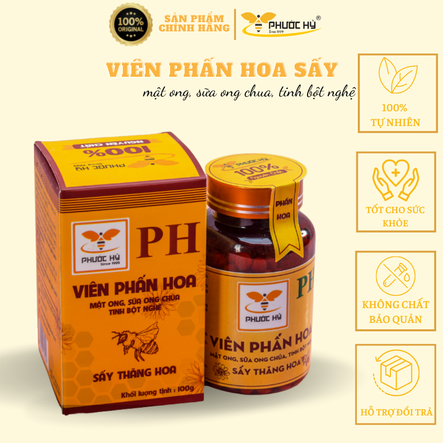 Viên Tinh Bột Nghệ Sữa Ong Chúa Mật Ong Phấn Hoa Phước Hỷ 240g