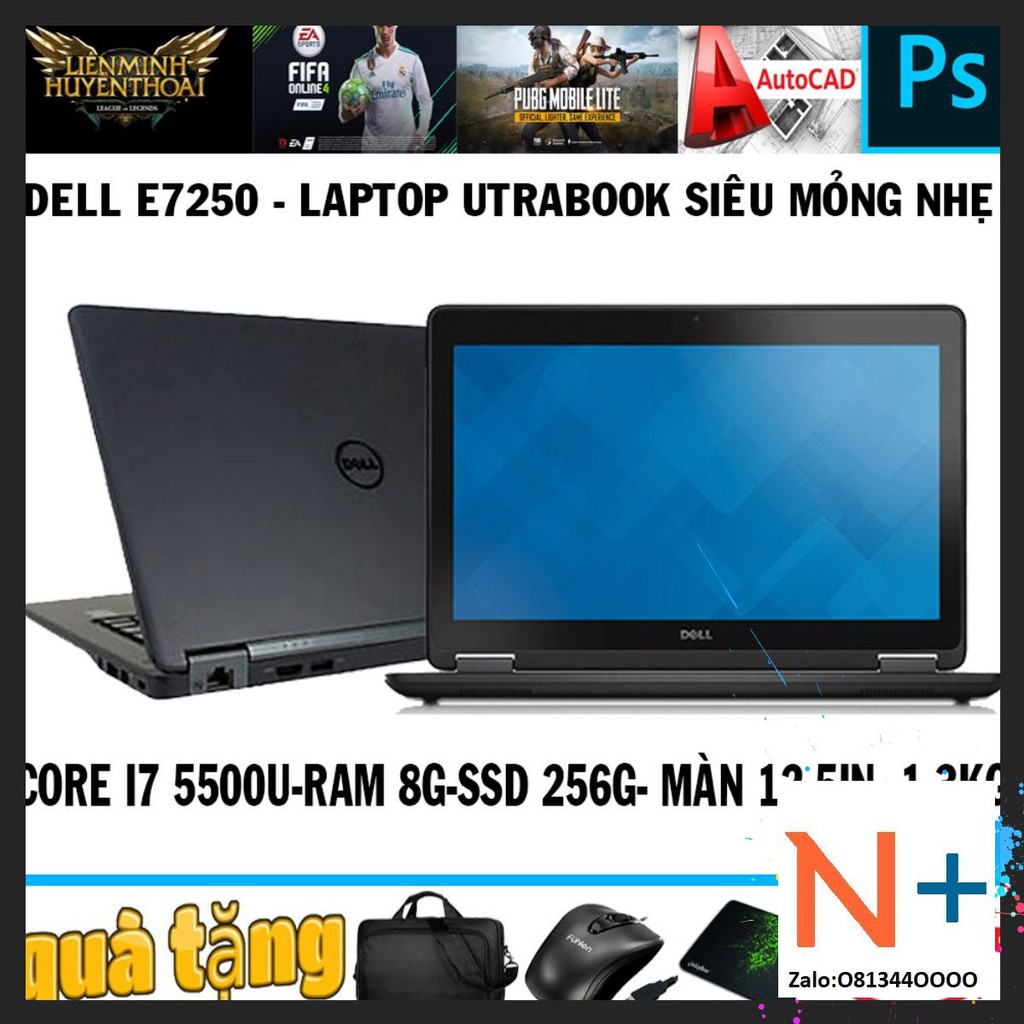 Dell latitude E7250 - core i7 5500u, laptop cũ chơi game cơ bản đồ họa bh dài