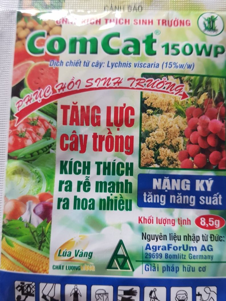 Kích thích sinh trưởng COMCAT 150WP 8,5 gram (Nhập khẩu từ Đức) :  Tăng lực cây trồng, kích thích ra rễ mạnh, ra hoa; đậu quả nhiều.