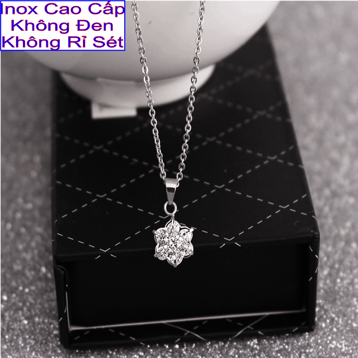 Dây chuyền bé gái có mặt bông hoa đính nhiều đá Zircon - An toàn cho trẻ - Cam kết 1 đổi 1 nếu hoen, gỉ sét