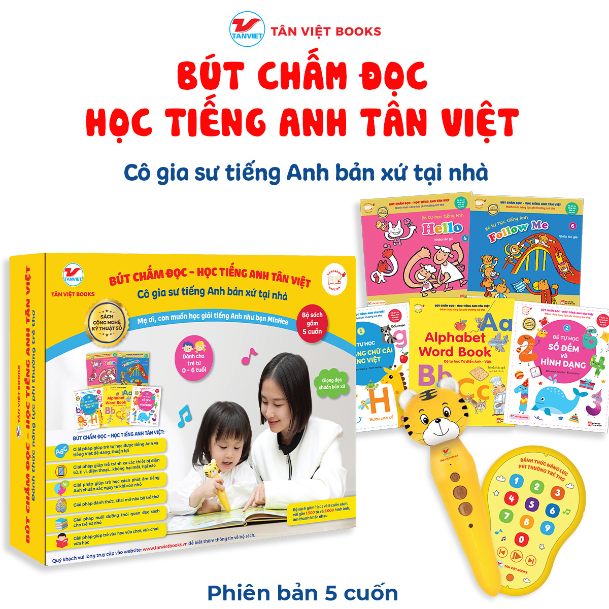 Sách - Bút chấm đọc Học tiếng Anh Tân Việt - Bộ sách học tiếng Anh cho trẻ