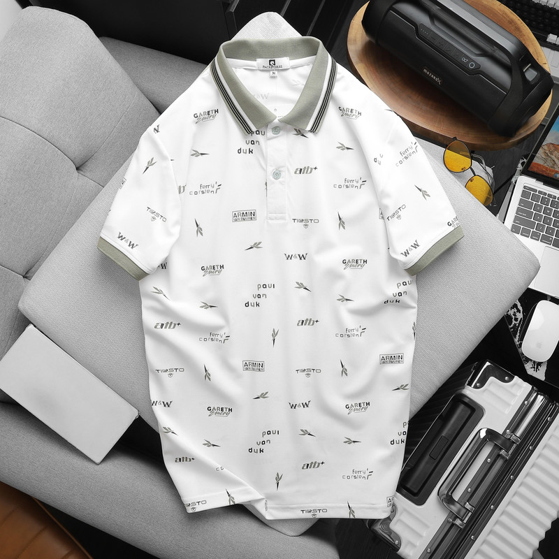 Áo thun polo nam cá sấu trung niên có cổ bẻ sọc ngang họa tiết Nexx&Dee PL02