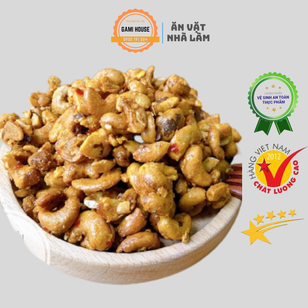 Hạt Điều Cháy Tỏi Ớt  Beo Béo Cay Cay Mặn Măn Ngọt Ngọt Loại 1  Hũ 500g - Đồ Ăn Vặt Nhà Làm