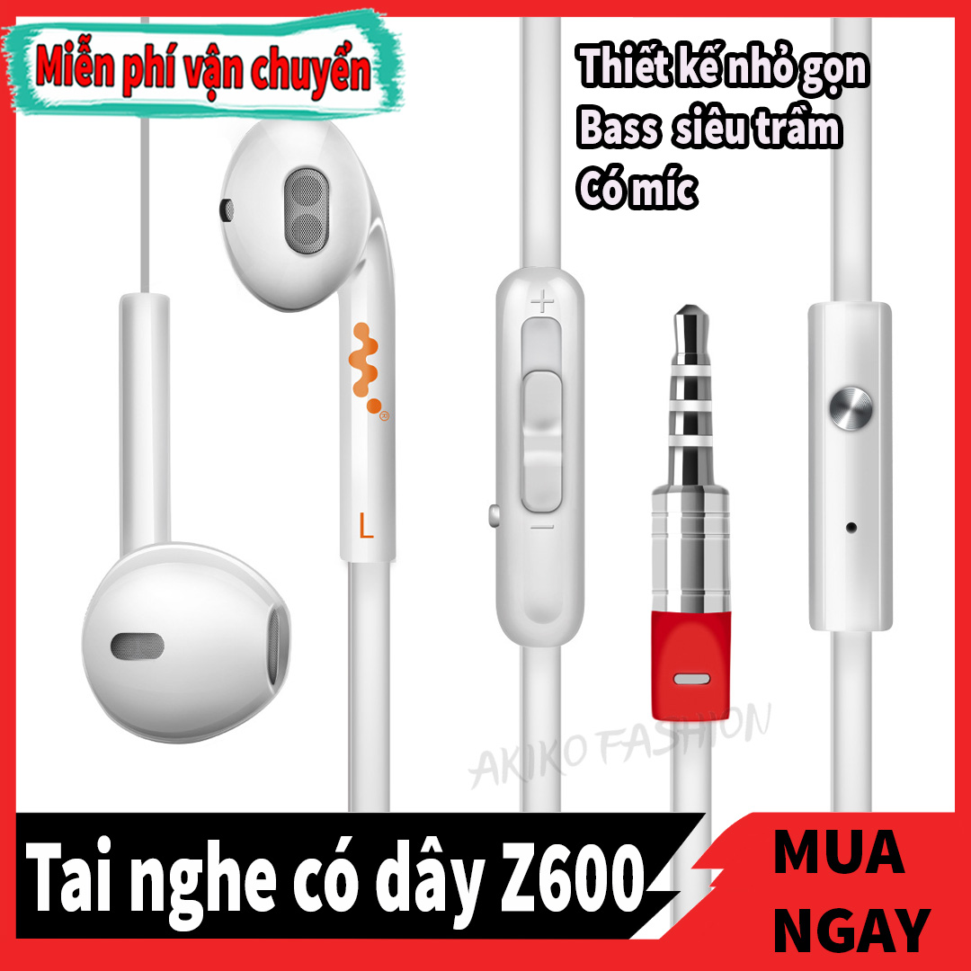 Tai nghe có dây Z600-Kiểu dáng truyền thống độc đáo,dây dẹp,Chỉnh âm thanh độc lạ,dây dài 1.2m jack cắm 3.5 - Dành cho mọi dòng điện thoại samsung,oppo,LG,xiaomi...