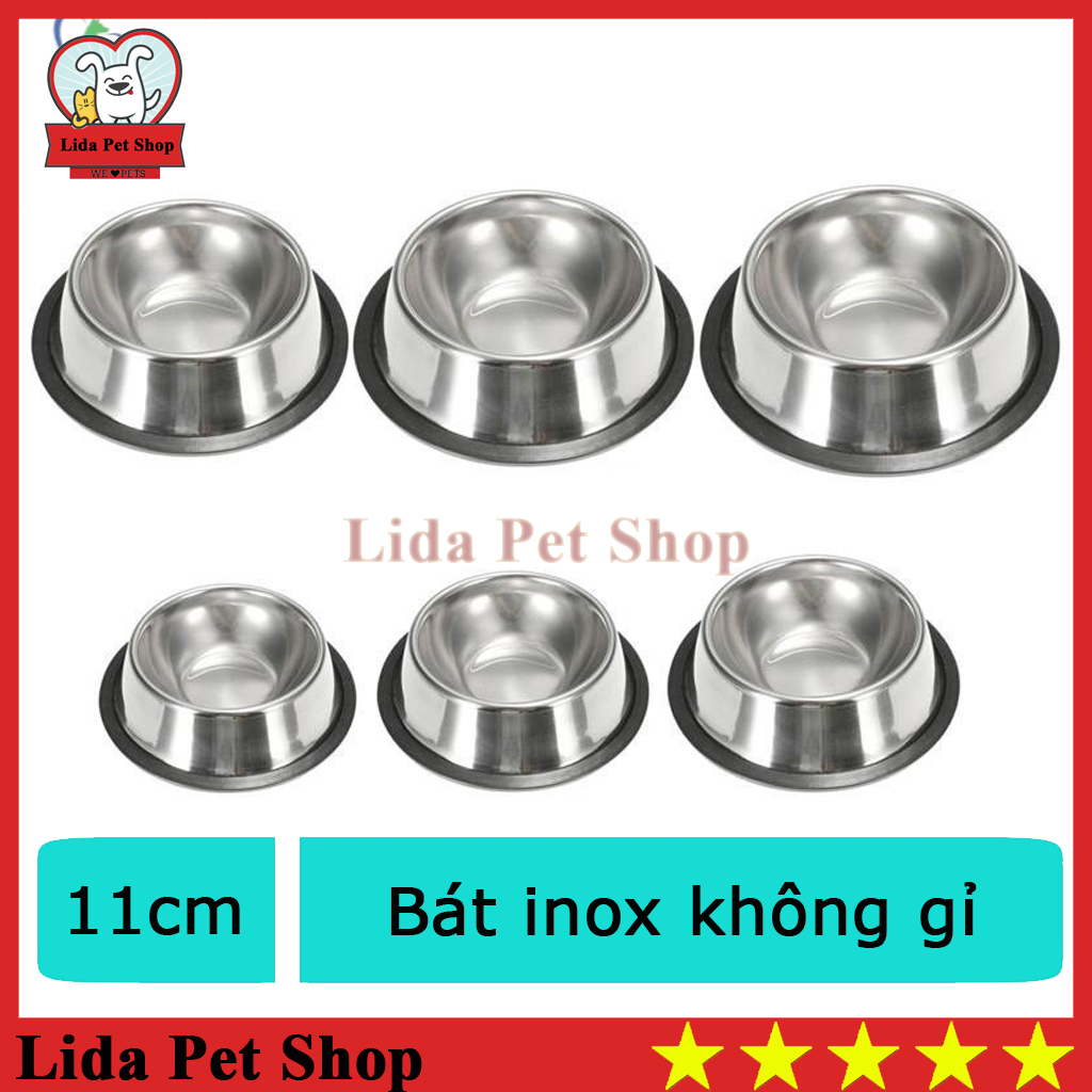 HN - Bát inox bát ăn chó mèo tròn đơn bằng inox Size 15cm, cao 4cm - Lida Pet Shop