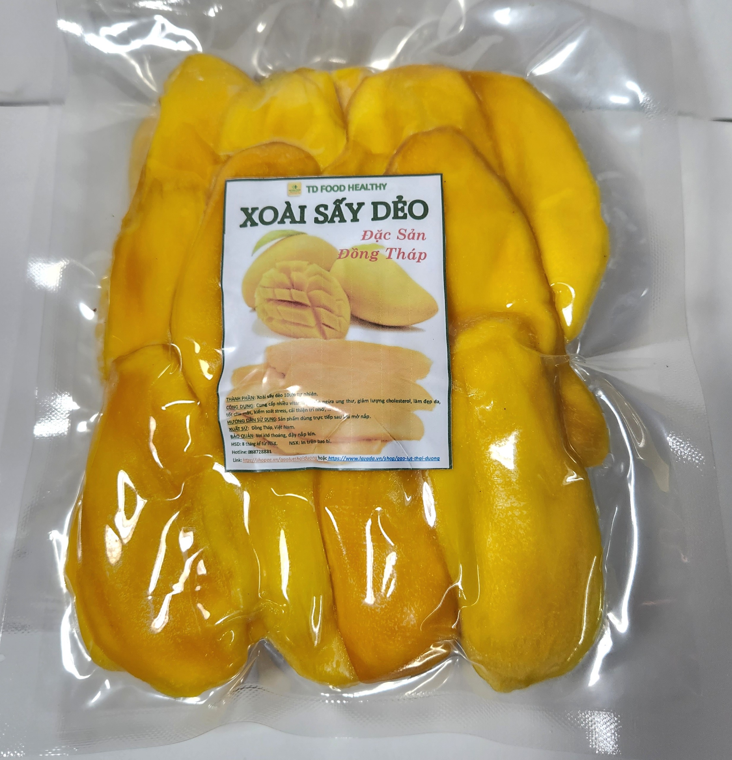 500gram xoài sấy dẻo cát chu thượng hạng đặc sản đồng tháp túi zip 500gram