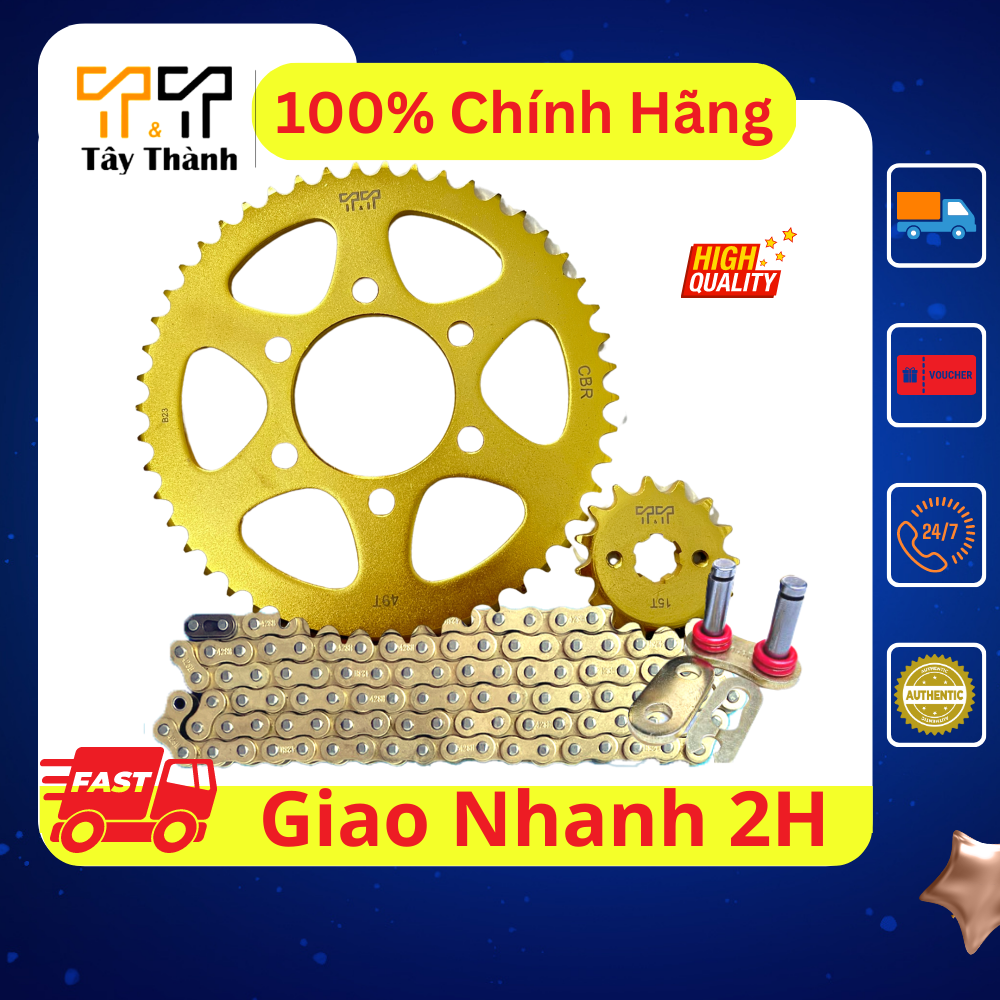 Bộ Nhông sên dĩa Honda CBR 150 nsd CBR150 nhông xích CBR150 màu vàng sên 10ly đúc BẢO HÀNH 6 THÁNG Tây thành Shop chuyên nhông sên dĩa