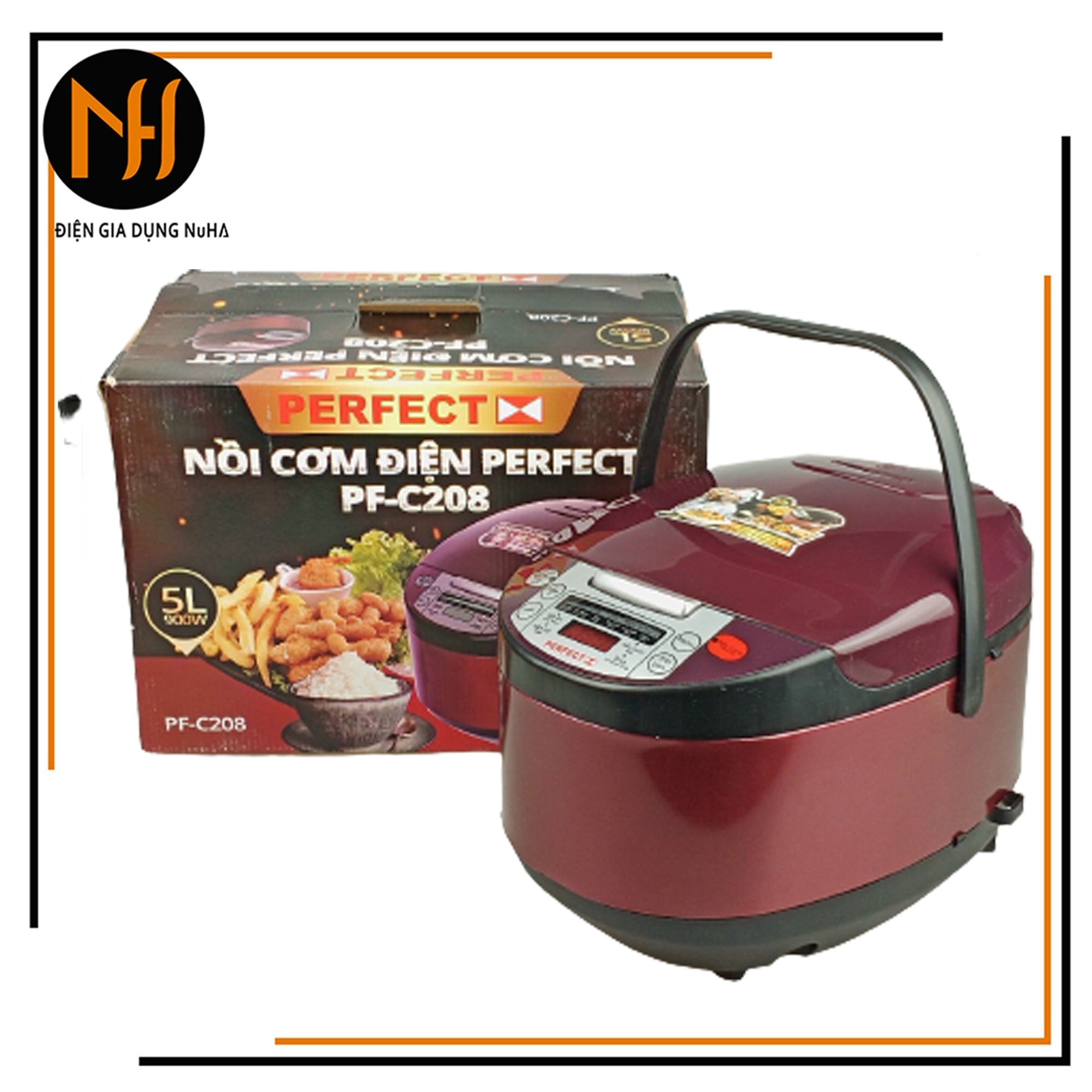 Nồi cơm điện tử 5L Perfect PF-C208 900W nhiều chức năng nấu tích hợp bảo hành 12 tháng