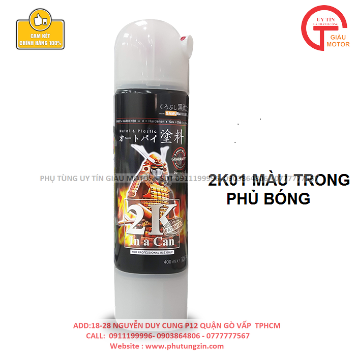 Samurai dòng sơn 2 thành phần 2k01 top coat clear màu trong