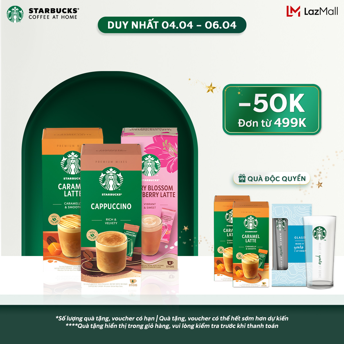 COMBO 3 Cà phê hòa tan cao cấp Starbucks Cappuccino Hộp 4 gói x 14g +