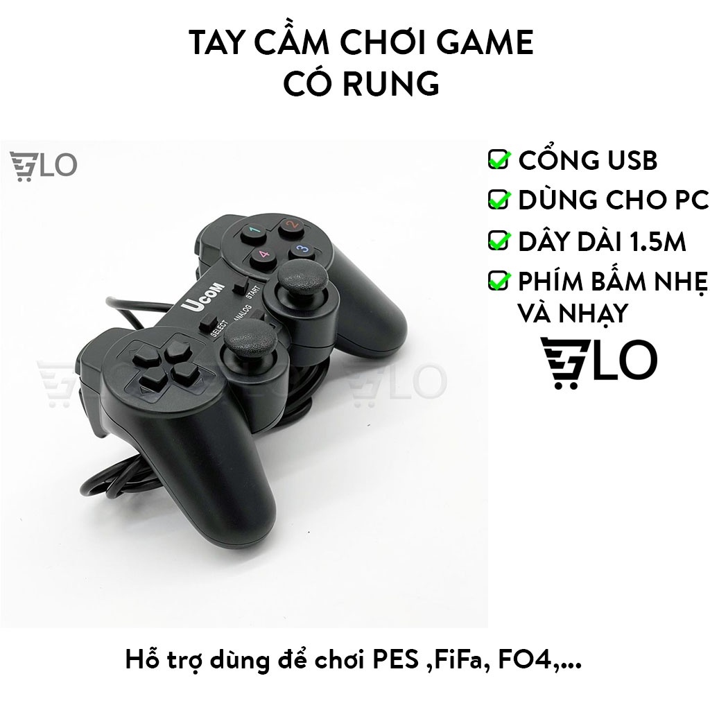 hot Tay Cầm Chơi Game Đơn Có Rung Cổng USB - Gamepad Cho PC Laptop Chơi FO4 Genshin Impact