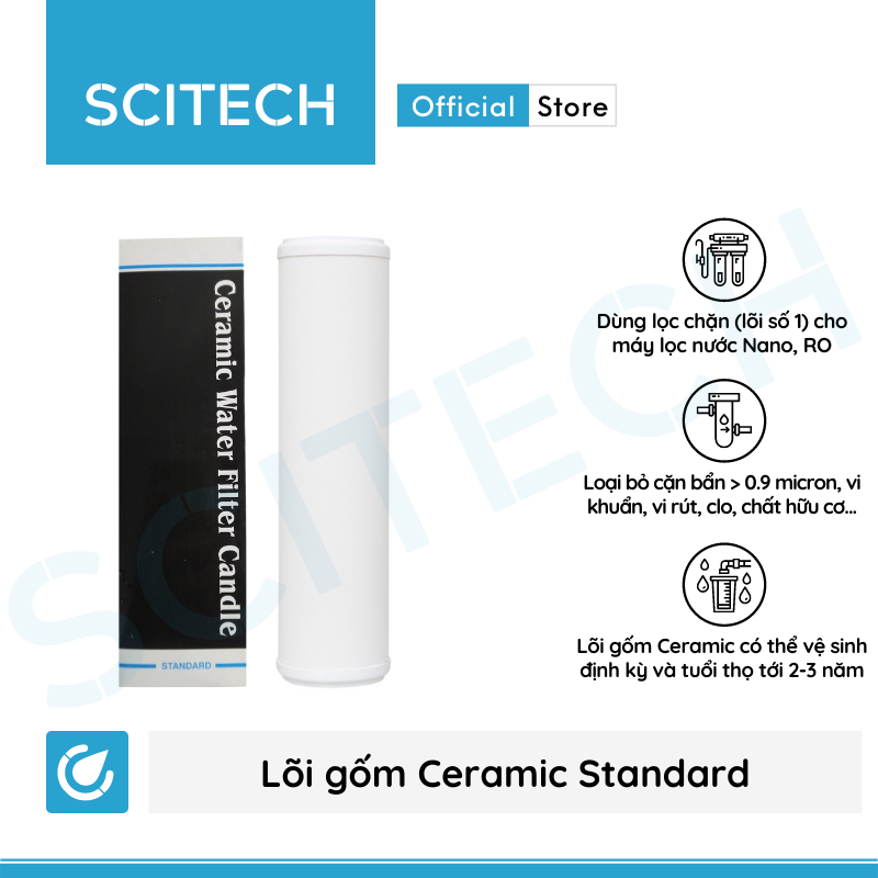 [HCM]Lõi Gốm Ceramic Standard 10 inch - Lõi số 1 máy lọc nước Nano máy lọc nước RO (Dùng thay thế lõi PP)
