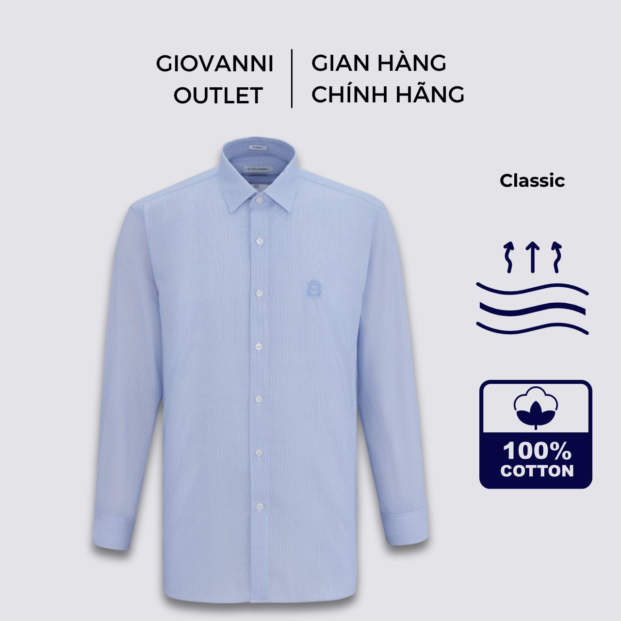 Áo Sơ Mi Dài Tay Nam GIOVANNI Chất Liệu 100% Pure Pima Cotton Cao Cấp GLS00-014