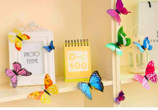 Bộ 12 Bướm 3D dán tường trang trí nhà cửa, tủ lạnh - Hàng cao cấp