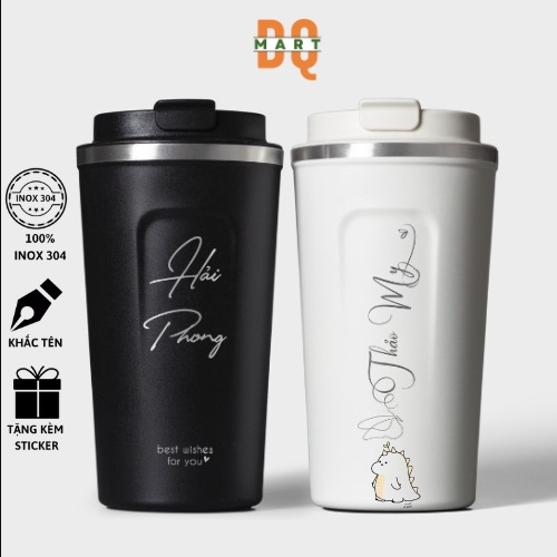 Ly giữ nhiệt cafe 510ml inox 304 giữ nhiệt nóng lạnh đến 12h cao cấp, Ly giữ nhiệt cafe cao cấp, cốc cà phê, chất liệu inox 304 cốc coffee đẹp 510ml, DQMart