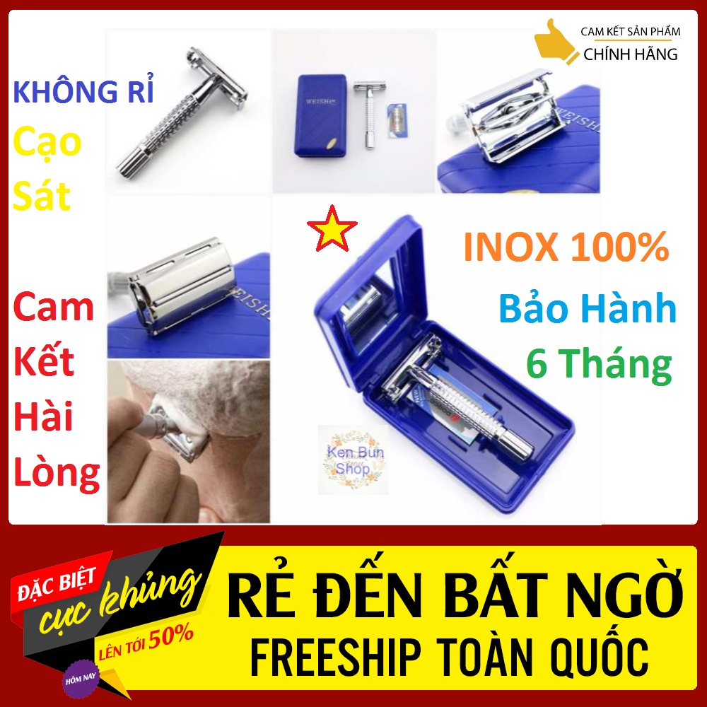 Dao Cạo râu INOX cổ điển chất lượng cao MingShi  9508 Phiên bản nâng cấp của Weishi 9306 , Chuẩn INOX 304 loại 1