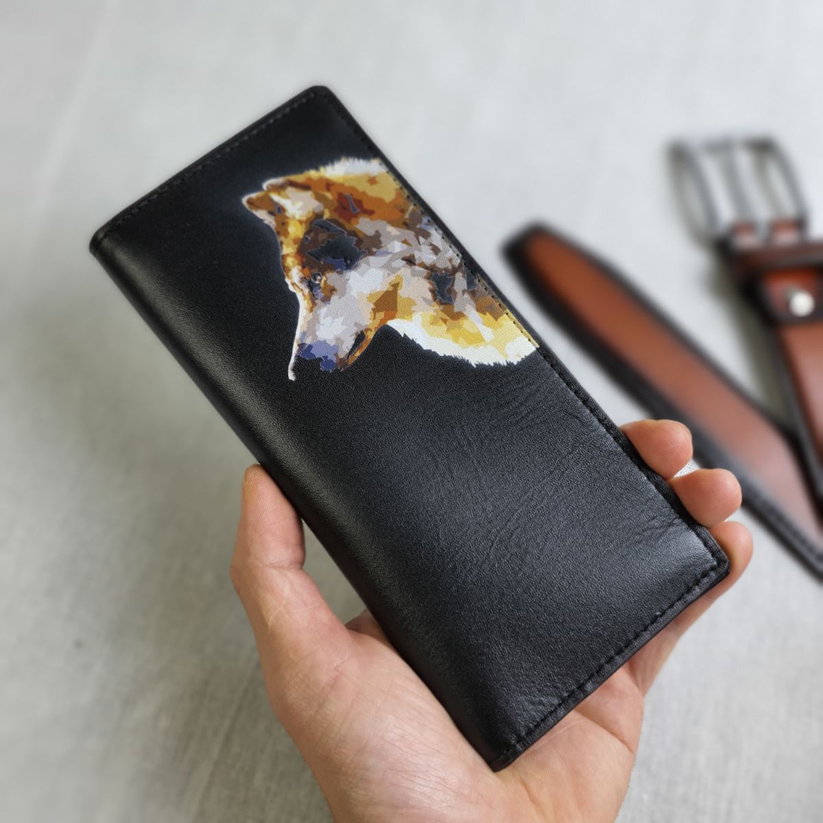 [Da thật] Ví dài nam/nữ; Ví cầm tay sơn màu Leo WL111-Wolf  - 100% da bò thật, BH 3 năm