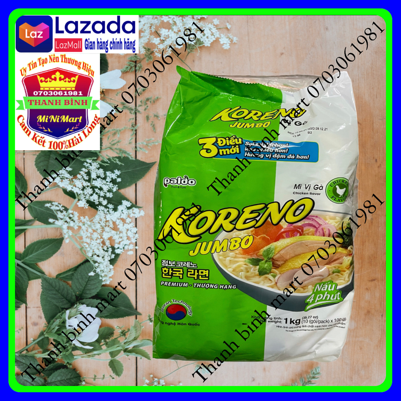 Mì koreno jumbo hàn quốc vị gà bịch 1kg x 10gói x 100g