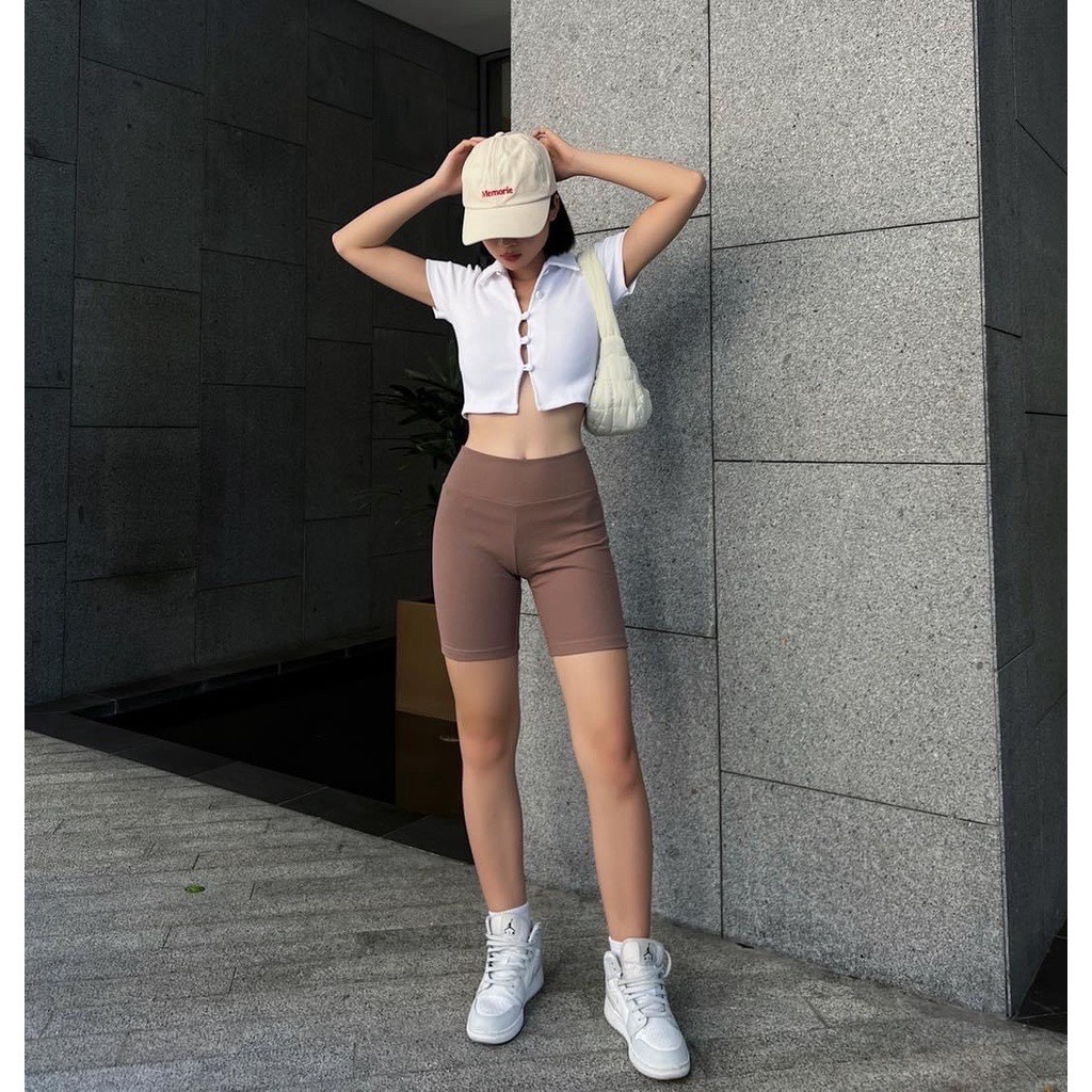 Sét 3 quần legging đùi chất cotton tăm dày dặn tôn dáng